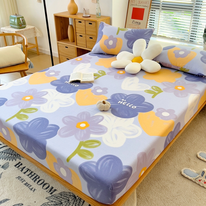 91家纺网 家纺一手货源 找家纺 芃成 2022新款全棉磨毛单床笠 花花物语