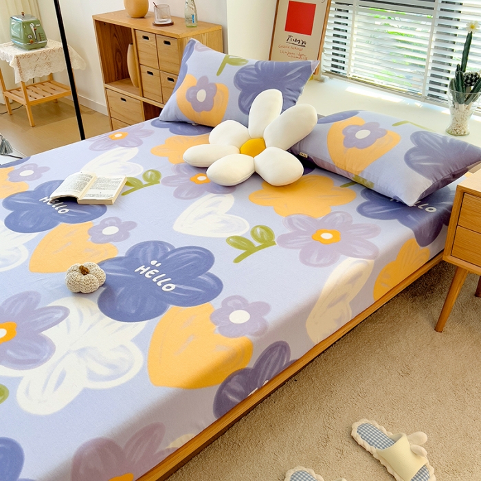 91家纺网 家纺一手货源 找家纺 芃成 2022新款全棉磨毛单床笠 花花物语