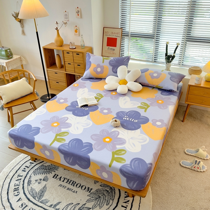 91家纺网 家纺一手货源 找家纺 芃成 2022新款全棉磨毛单床笠 花花物语