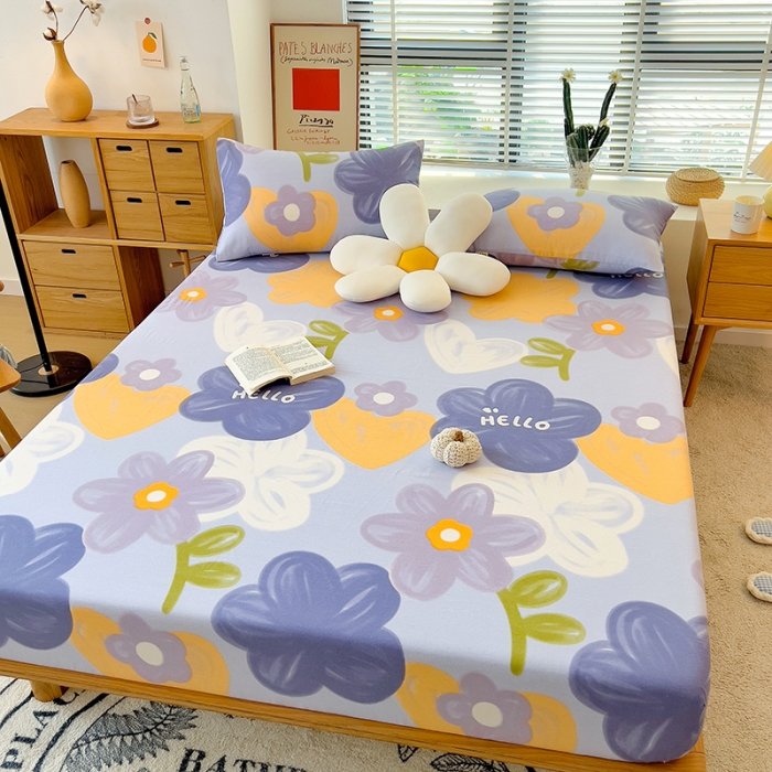 91家纺网 家纺一手货源 找家纺 芃成 2022新款全棉磨毛单床笠 花花物语