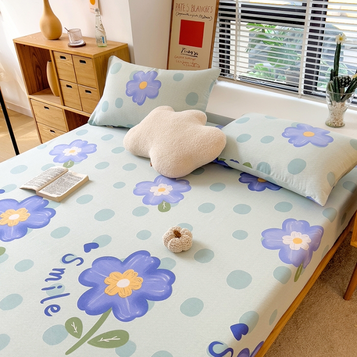 91家纺网 家纺一手货源 找家纺 芃成 2022新款全棉磨毛单床笠 流星花园 紫