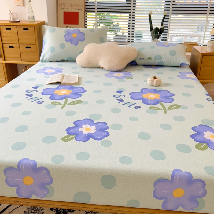 91家纺网 家纺一手货源 找家纺 芃成 2022新款全棉磨毛单床笠 流星花园 紫