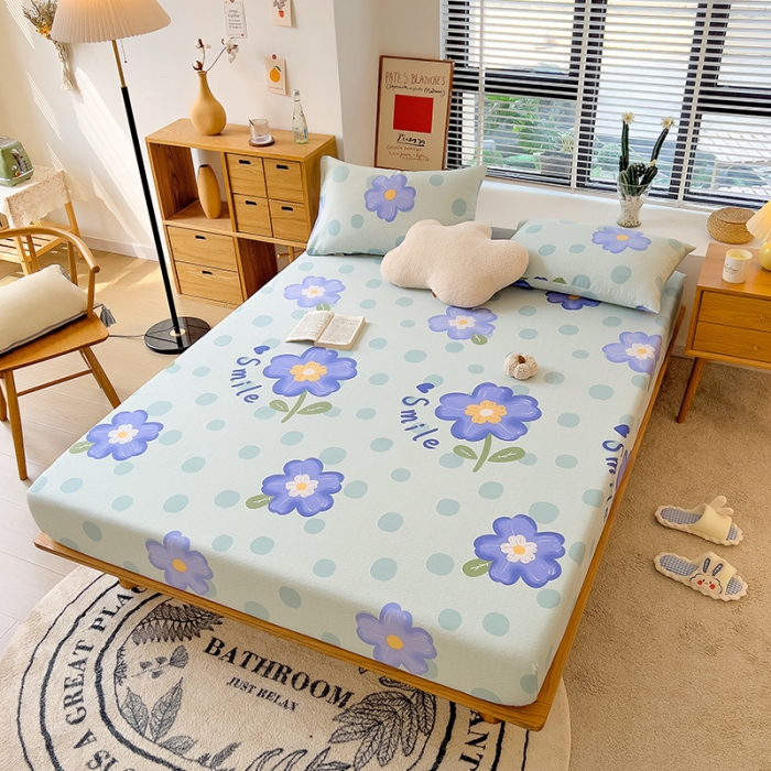 91家纺网 家纺一手货源 找家纺 芃成 2022新款全棉磨毛单床笠 流星花园 紫