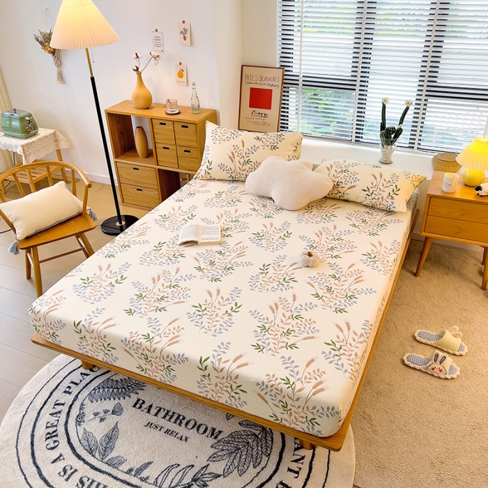 91家纺网 家纺一手货源 找家纺 芃成 2022新款全棉磨毛单床笠 如梦花季