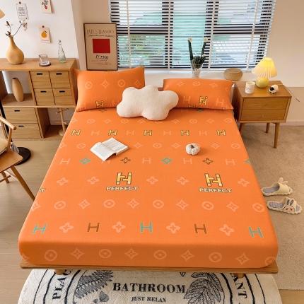 芃成 2022新款全棉磨毛单床笠 字母家族 桔