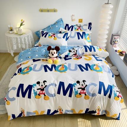 91家纺网 家纺一手货源 找家纺 小芽 迪士尼植物羊绒四件套 字母米奇