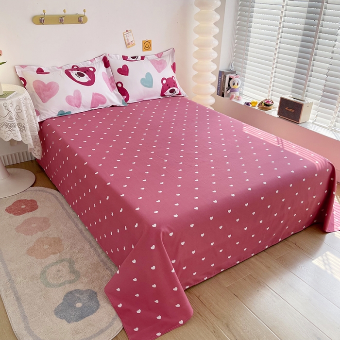 91家纺网 家纺一手货源 找家纺 小芽 迪士尼植物羊绒四件套 爱心草莓熊