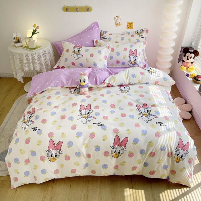 91家纺网 家纺一手货源 找家纺 小芽 迪士尼植物羊绒四件套 草莓黛西