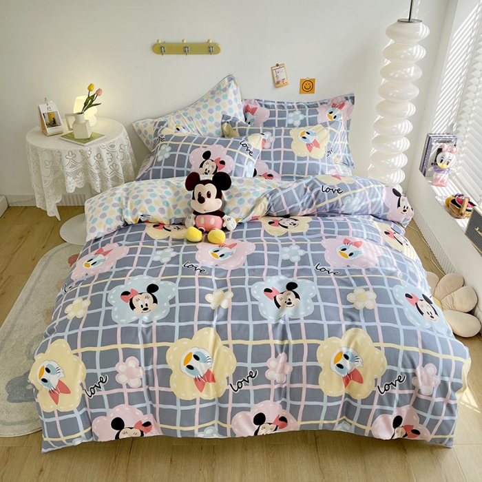 91家纺网 家纺一手货源 找家纺 小芽 迪士尼植物羊绒四件套 米妮与黛西