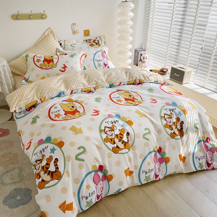 91家纺网 家纺一手货源 找家纺 小芽 迪士尼植物羊绒四件套 维尼伙伴