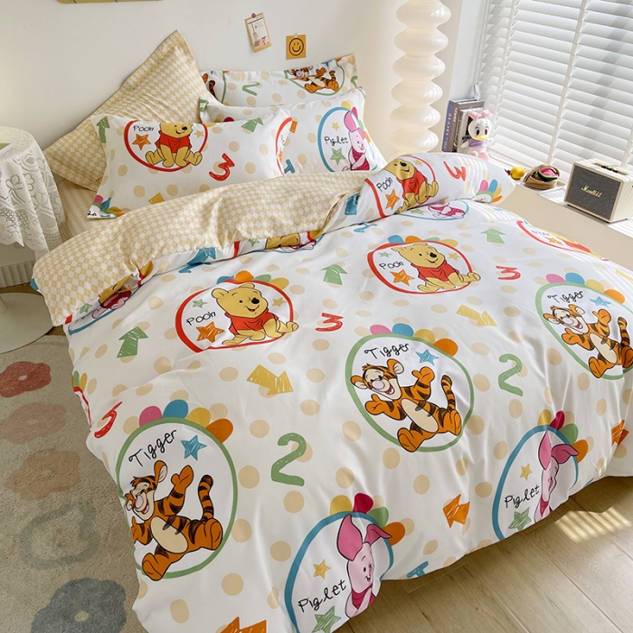 91家纺网 家纺一手货源 找家纺 小芽 迪士尼植物羊绒四件套 维尼伙伴