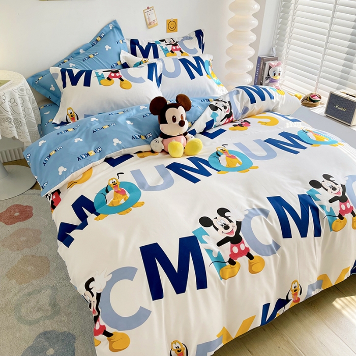 91家纺网 家纺一手货源 找家纺 小芽 迪士尼植物羊绒四件套 字母米奇