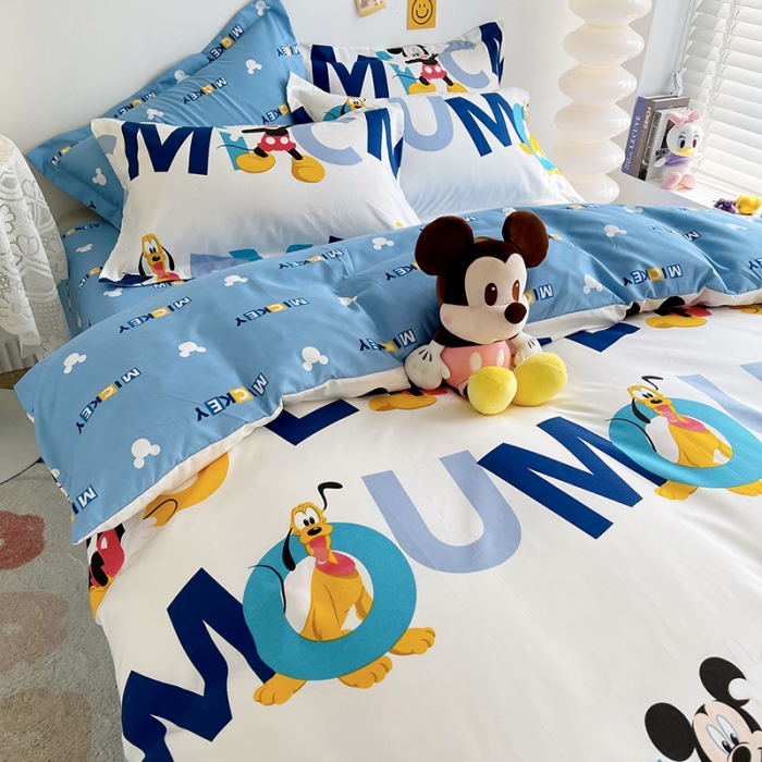 91家纺网 家纺一手货源 找家纺 小芽 迪士尼植物羊绒四件套 字母米奇