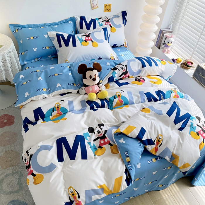 91家纺网 家纺一手货源 找家纺 小芽 迪士尼植物羊绒四件套 字母米奇