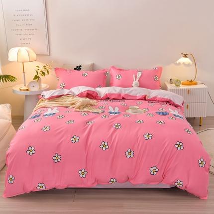 91家纺网 家纺一手货源 找家纺 源莱小清新ins风芦荟棉亲肤棉磨毛四件套植物羊绒直播小兔米菲