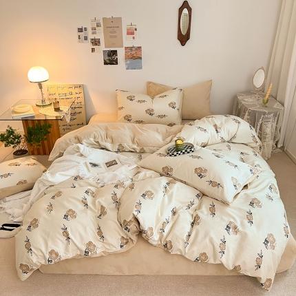 91家纺网 家纺一手货源 找家纺 （总）麦伦 2022新款棉加牛奶绒保暖四件套 复古碎花系列