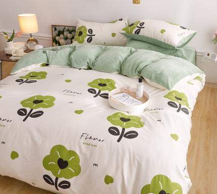 91家纺网 家纺一手货源 找家纺 （总）麦伦 2022新款棉加牛奶绒保暖四件套 小清新系列