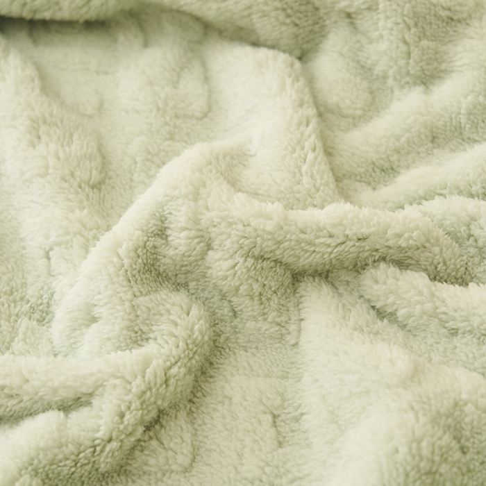 91家纺网 家纺一手货源 找家纺 21度C 2023新款塔复绒+贝贝绒双层复合毯 凌角点-浅灰绿
