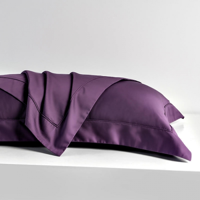 91家纺网 家纺一手货源 找家纺 点点阳光 2022新款纯色100支长绒棉枕套一对 魅惑紫