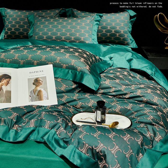 91家纺网 家纺一手货源 找家纺 总宅家居 奢华系列140支臻丝色织提花高定阿克苏长绒棉四件套