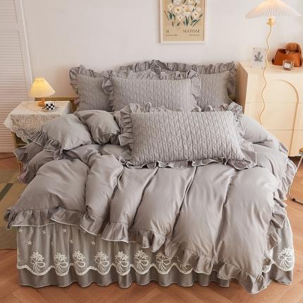 91家纺网 家纺一手货源 找家纺 （总）宜凡 2023新款四季款全棉夹棉床裙四件套