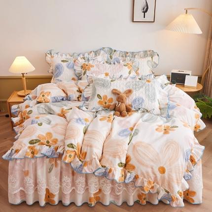 91家纺网 家纺一手货源 找家纺 （总）宜凡 2023新款四季款全棉夹棉床裙四件套