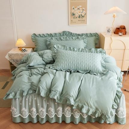 宜凡 2023新款四季款全棉夹棉床裙四件套 春禾集 意境兰