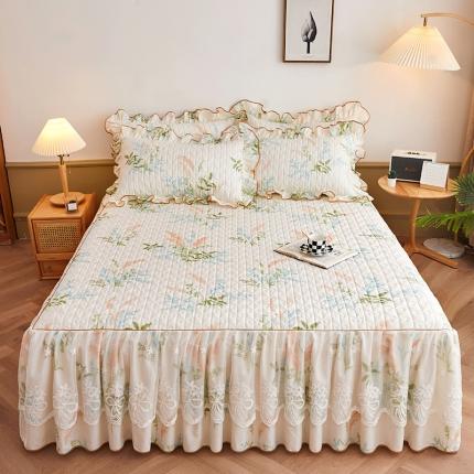 91家纺网 家纺一手货源 找家纺 （总）宜凡 2023新款四季款全棉夹棉床裙三件套