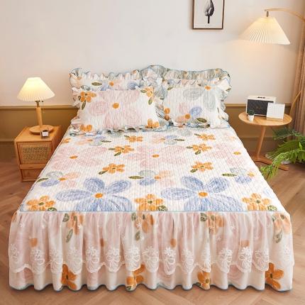 91家纺网 家纺一手货源 找家纺 （总）宜凡 2023新款四季款全棉夹棉床裙三件套