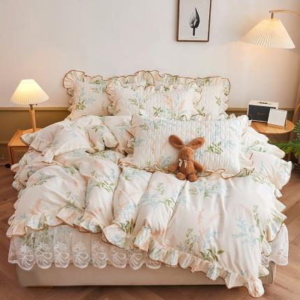 91家纺网 家纺一手货源 找家纺 （总）宜凡 2023新款四季款夹棉小清新床笠四件套