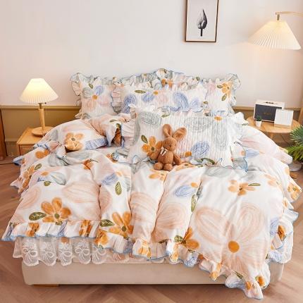 91家纺网 家纺一手货源 找家纺 （总）宜凡 2023新款四季款夹棉小清新床笠四件套