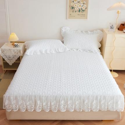 宜凡 2023新款四季款夹棉小清新床笠三件套 春禾集 瓷白