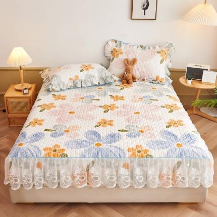 宜凡 2023新款四季款夹棉小清新床笠三件套 清风花语