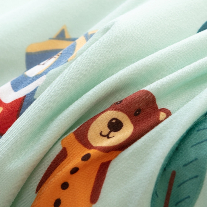 91家纺网 家纺一手货源 找家纺 喜多兔 2022新款小可爱豆豆被 动物王国绿色