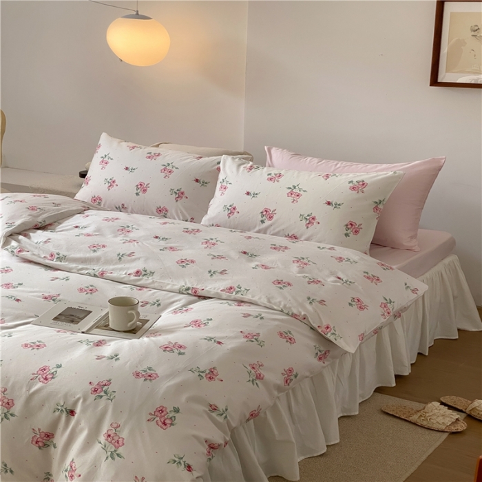 91家纺网 家纺一手货源 找家纺 棉眠 2022新款40支纯棉四件套复古花园 花涧