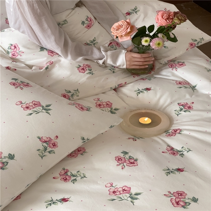 91家纺网 家纺一手货源 找家纺 棉眠 2022新款40支纯棉四件套复古花园 花涧