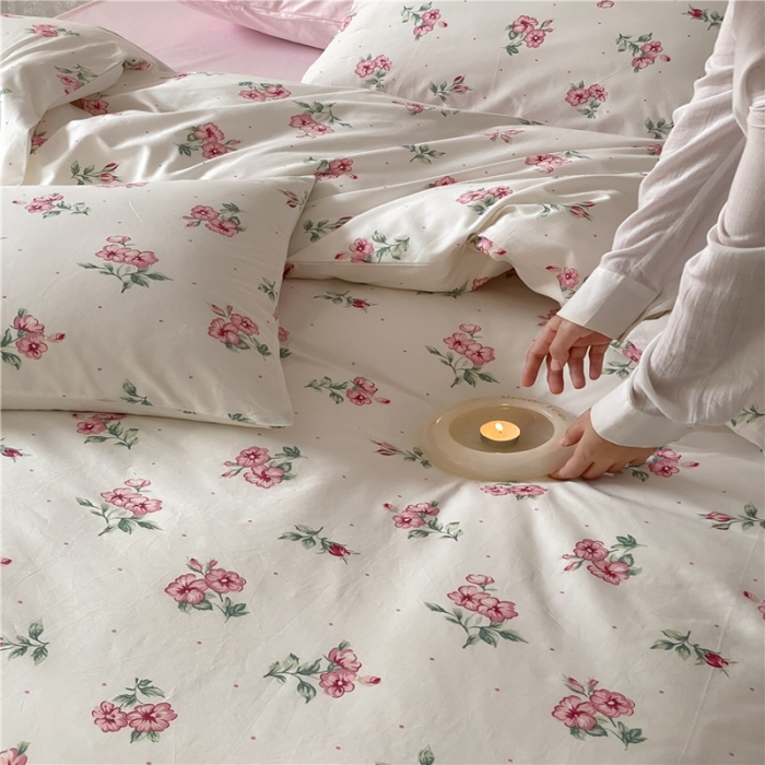 91家纺网 家纺一手货源 找家纺 棉眠 2022新款40支纯棉四件套复古花园 花涧