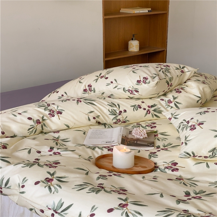 91家纺网 家纺一手货源 找家纺 棉眠 2022新款40支纯棉四件套复古花园 加州西梅