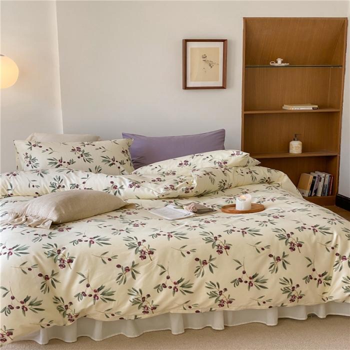 91家纺网 家纺一手货源 找家纺 棉眠 2022新款40支纯棉四件套复古花园 加州西梅