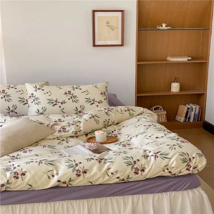 91家纺网 家纺一手货源 找家纺 棉眠 2022新款40支纯棉四件套复古花园 加州西梅