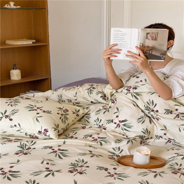 91家纺网 家纺一手货源 找家纺 棉眠 2022新款40支纯棉四件套复古花园 加州西梅