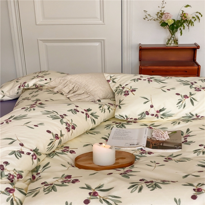 91家纺网 家纺一手货源 找家纺 棉眠 2022新款40支纯棉四件套复古花园 加州西梅