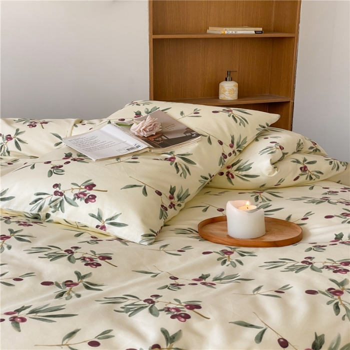 91家纺网 家纺一手货源 找家纺 棉眠 2022新款40支纯棉四件套复古花园 加州西梅