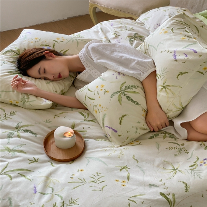 91家纺网 家纺一手货源 找家纺 棉眠 2022新款40支纯棉四件套复古花园 绿町