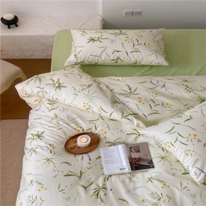 91家纺网 家纺一手货源 找家纺 棉眠 2022新款40支纯棉四件套复古花园 绿町