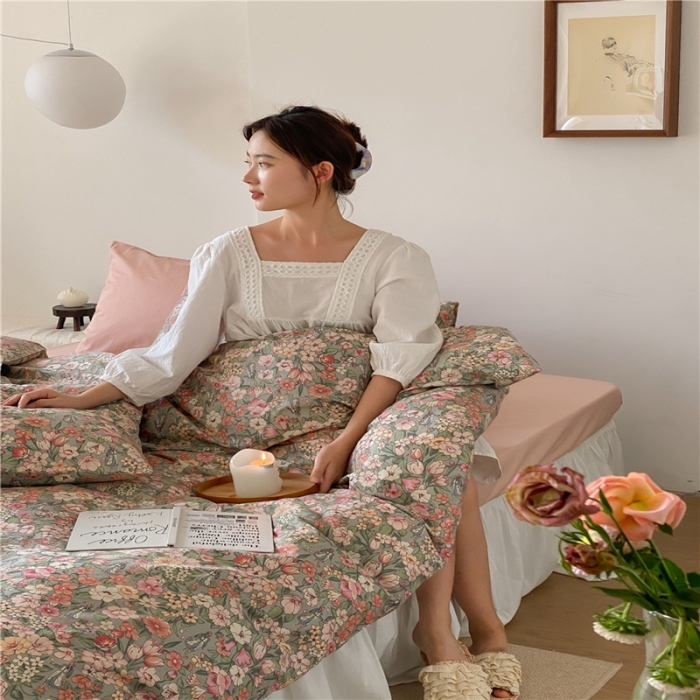 91家纺网 家纺一手货源 找家纺 棉眠 2022新款40支纯棉四件套复古花园 秋之舞