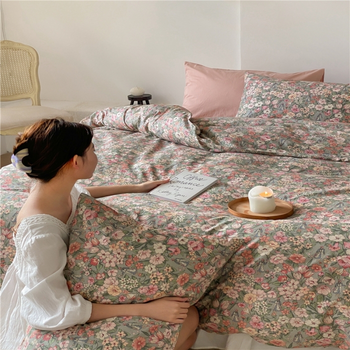 91家纺网 家纺一手货源 找家纺 棉眠 2022新款40支纯棉四件套复古花园 秋之舞