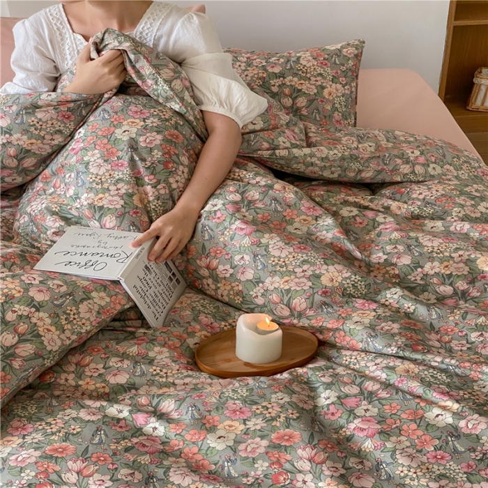 91家纺网 家纺一手货源 找家纺 棉眠 2022新款40支纯棉四件套复古花园 秋之舞