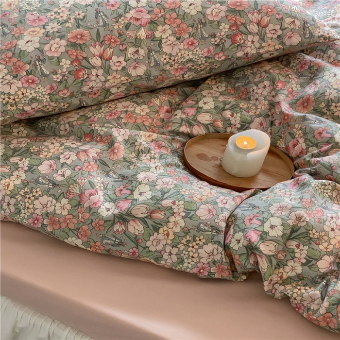 91家纺网 家纺一手货源 找家纺 棉眠 2022新款40支纯棉四件套复古花园 秋之舞