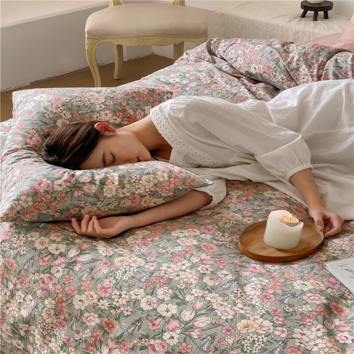 91家纺网 家纺一手货源 找家纺 棉眠 2022新款40支纯棉四件套复古花园 秋之舞